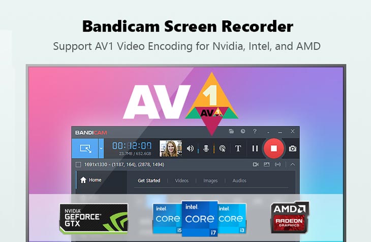 Bandicam AV1 video encoding