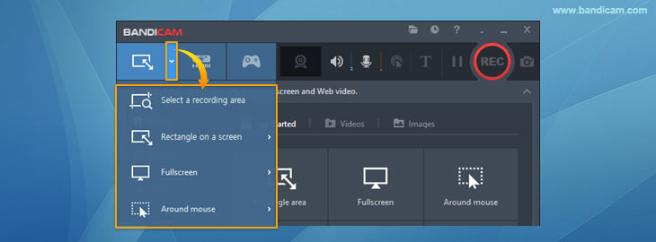 screen recording mode, Bandicam