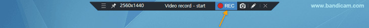 Record button, Bandicam, fullscreen recording