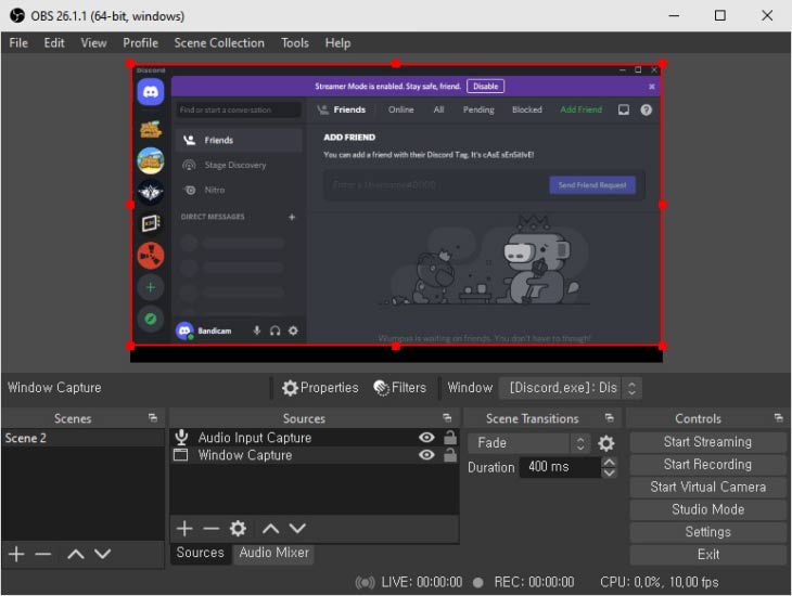 record discord video with obs