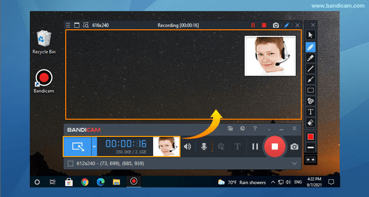 Bandicam, record facecam, record webcam, facecam recorder