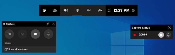 capture steam game with Xbox Game Bar, windows game recorder