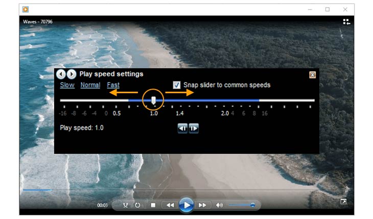 windows media player, play speed settings