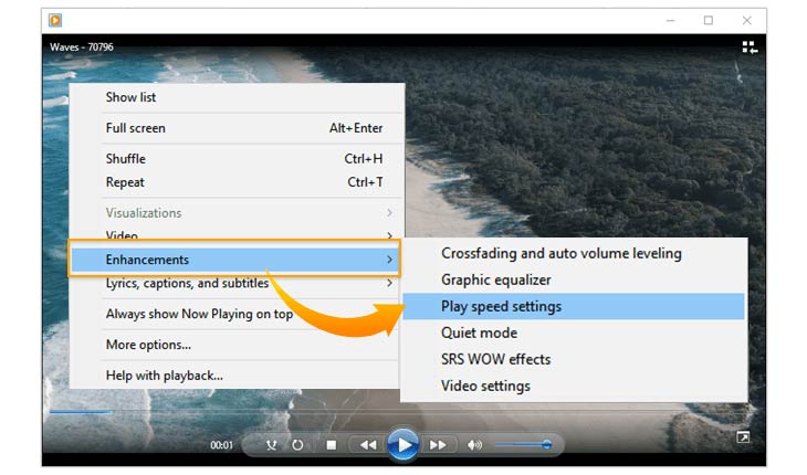 windows media player, video playback speed