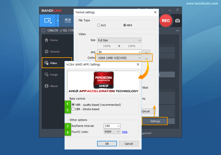 H.264 AMD VCE/VCN encoder Settings