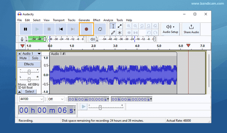 record audio, Audacity