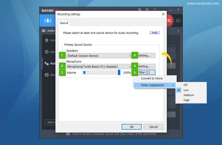 Audio-only Record settings, Bandicam