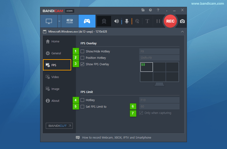 FPS settings, Frames Per Second