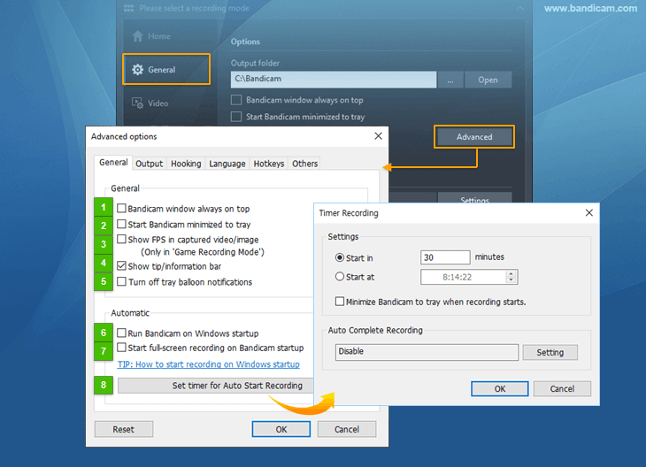 Bandicam - Advanced settings