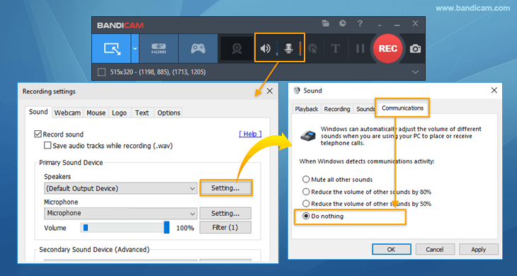 Bandicam Sound settings