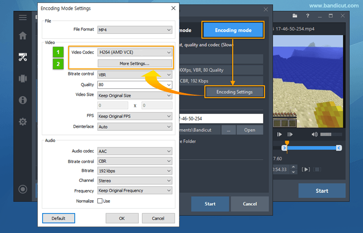 Bandicut, AV1/HEVC/H.264 (AMD VCE/VCN), Hardware acceleration