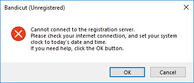 Bandicut - Cannot connect to the registration server