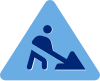 Blue icon triangle with man digging with a shovel