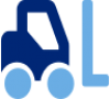 Blue icon of a forklift