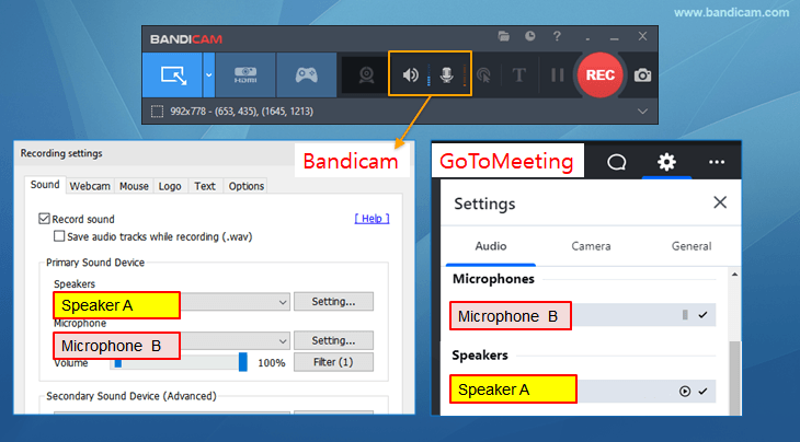 bandicam gotomeeting sound record