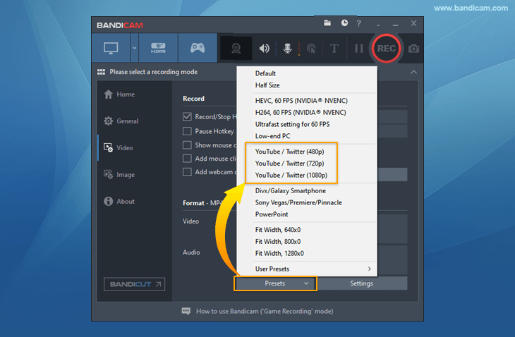 Bandicam, how to make 720p/1080p YouTube videos