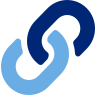 Blue icon of a two chain links 
