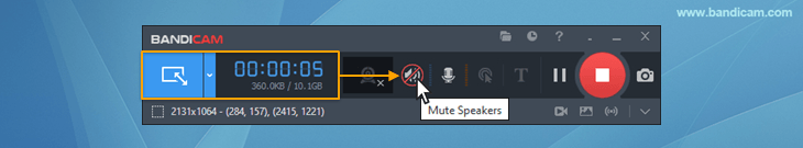 mute sounds while recording, Bandicam