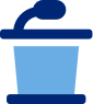 Blue icon of a podium lectern