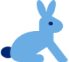 Blue icon of a rabbit
