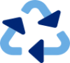 Blue icon of the recycling triangle