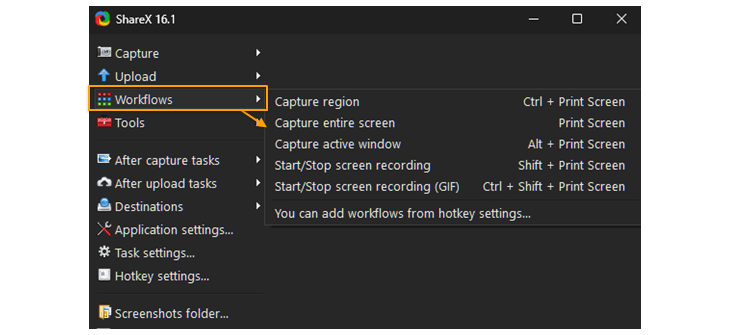 ShareX workflows