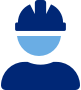 Blue icon a single worker wearing a hard hat