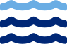 Blue icon of three water waves